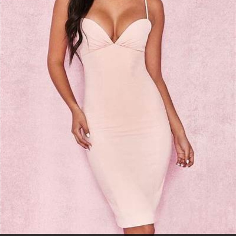 Blush Pink Sweetheart Neckline Dress. Size Large. Brand Celeb Boutique